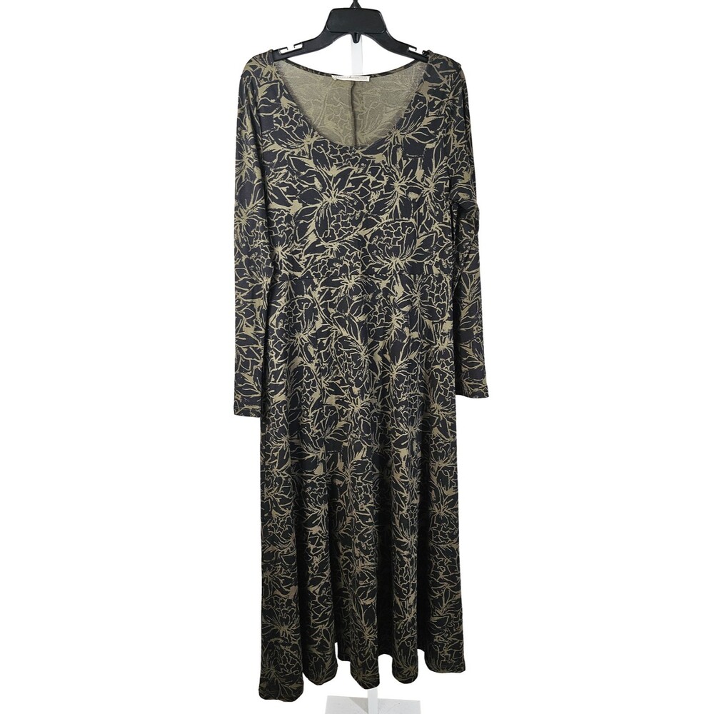 Peruvian Connection Large Green and Black Print Maxi Dress